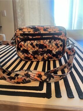 lug Quilted Palm-Print Crossbody in Peach and Black